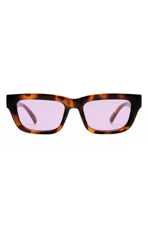 Le Specs Le Castle 54mm D-Frame Sunglasses in Tort /Violet Mono at Nordstrom | Nordstrom