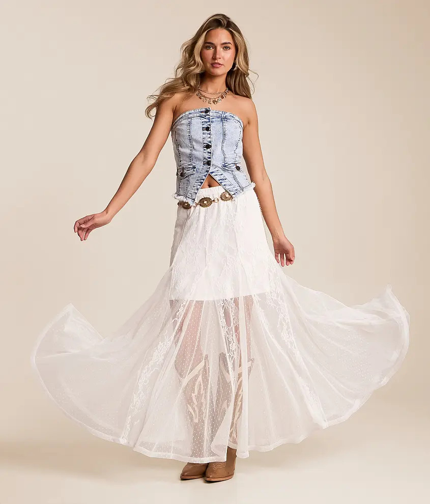 Pieced Lace Maxi Skirt | Buckle