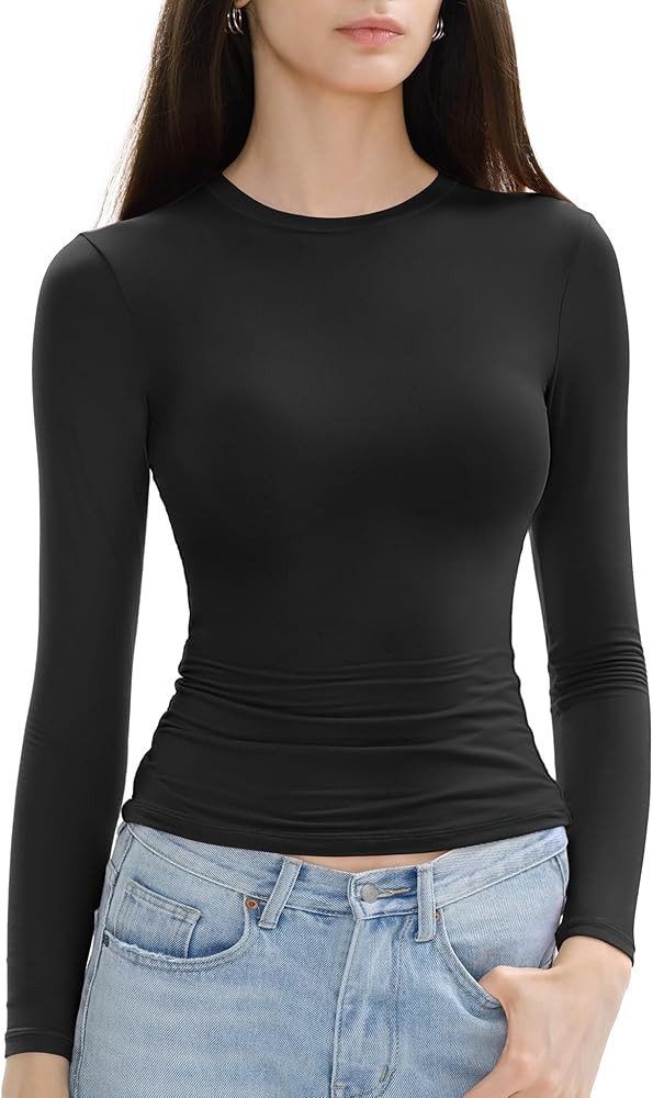 Women's Long Sleeve Shirts Crew Neck Slim Fit Going Out Tops Basic Tees Barely There Collection | Amazon (US)