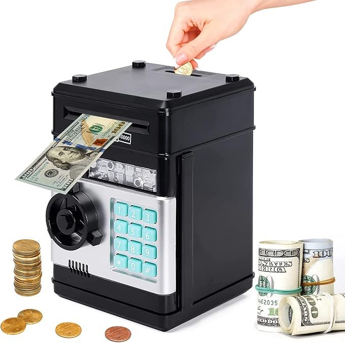 Acalu Piggy Bank for Boys and Grils, Mini ATM Auto Scroll Paper Coin Bank Money Saving Box with P... | Amazon (US)