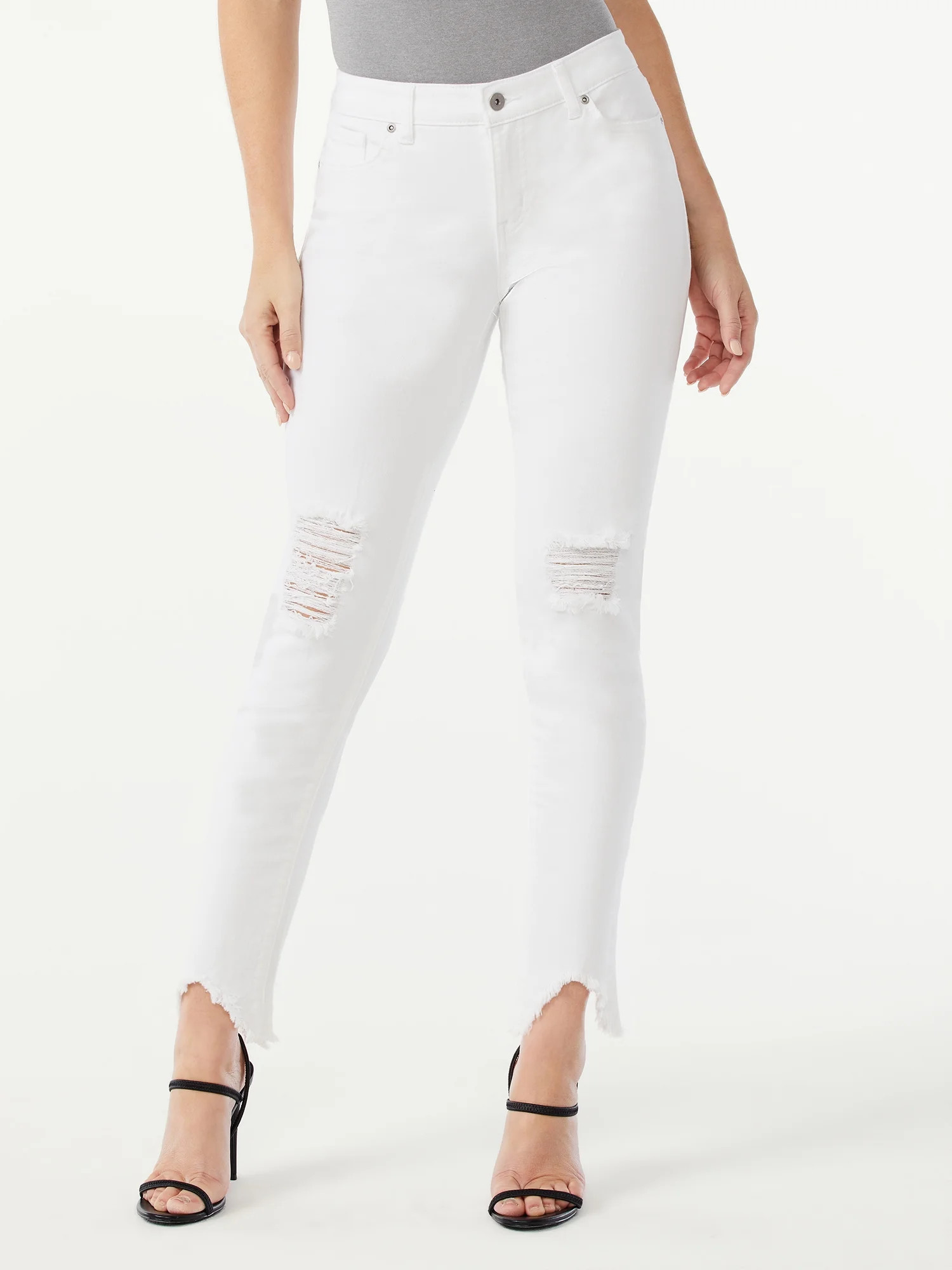 Sofia Jeans by Sofia Vergara Women's Bagi Boyfriend Distressed Jeans with Sharkbite Hem | Walmart (US)
