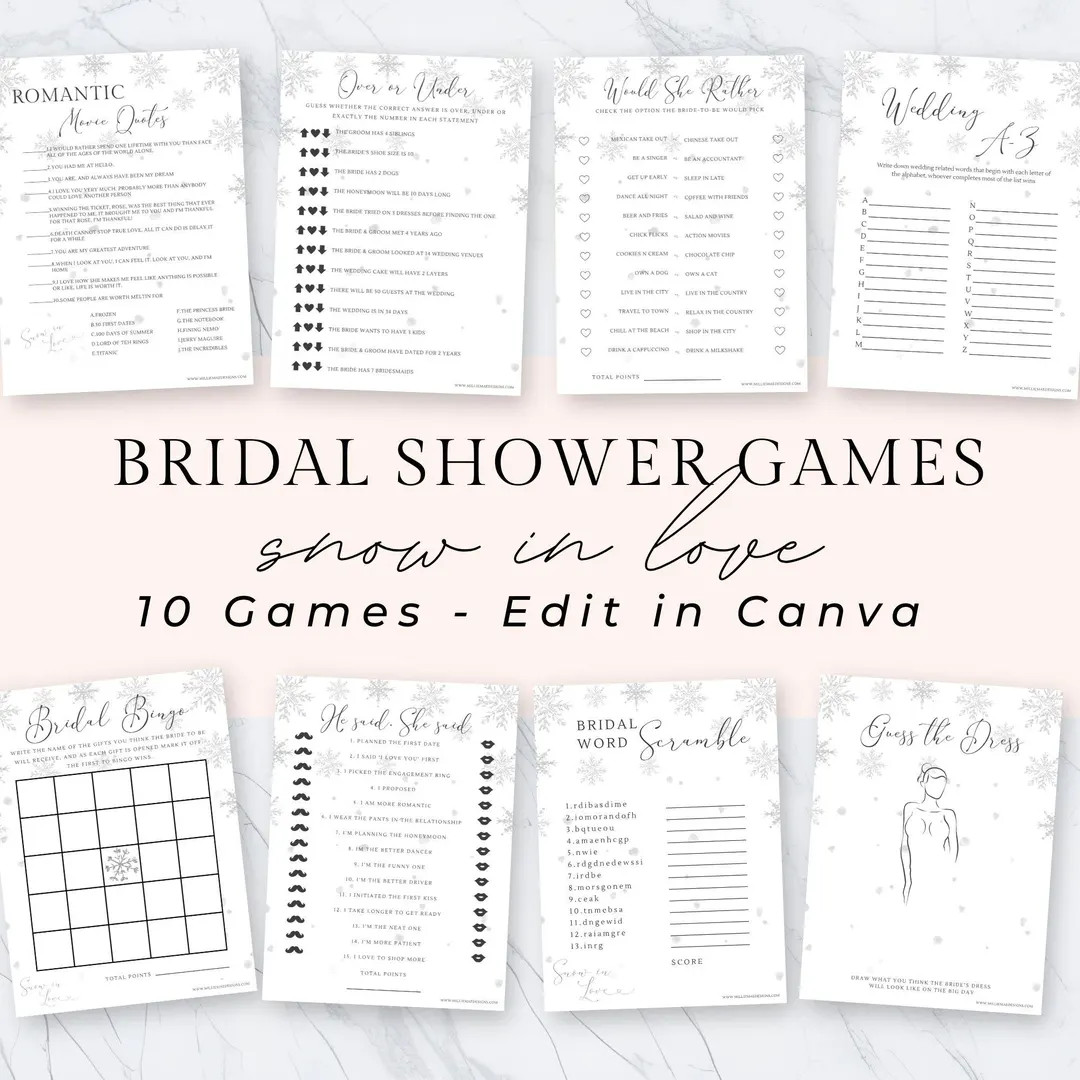 Snow in Love Bridal Shower Games, Winter Bridal Shower Favors, Snow In Love Bridal Shower, Winter... | Etsy (US)