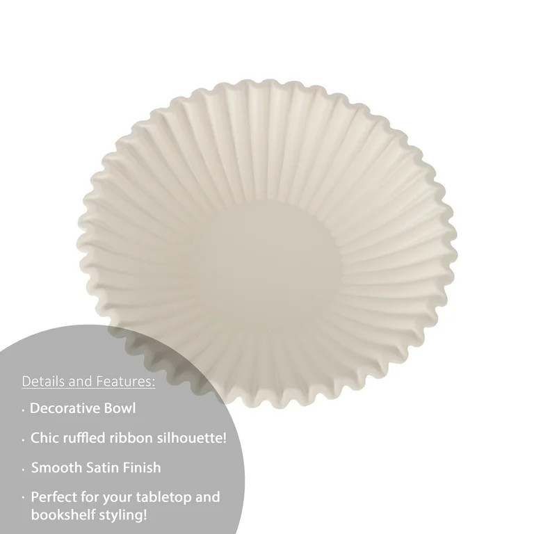 Better Homes & Garden off White Tabletop Decorative Ribbon Design Bowl | Walmart (US)