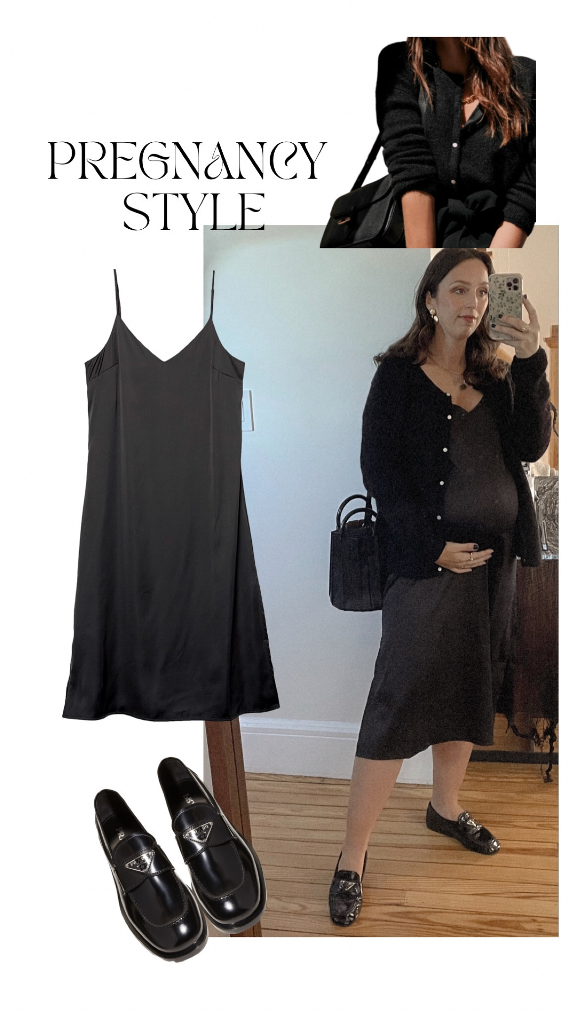 Wearing a size Medium in dress and cardigan.

Pregnancy style, fall pregnancy style, fall maternity style, amazon maternity style, sezane maternity style, Parisian pregnancy style, Parisian maternity style, amazon prime day, black slip dress, black cardigan, black loafers, fall outfits

#LTKbaby #LTKSeasonal #LTKunder100