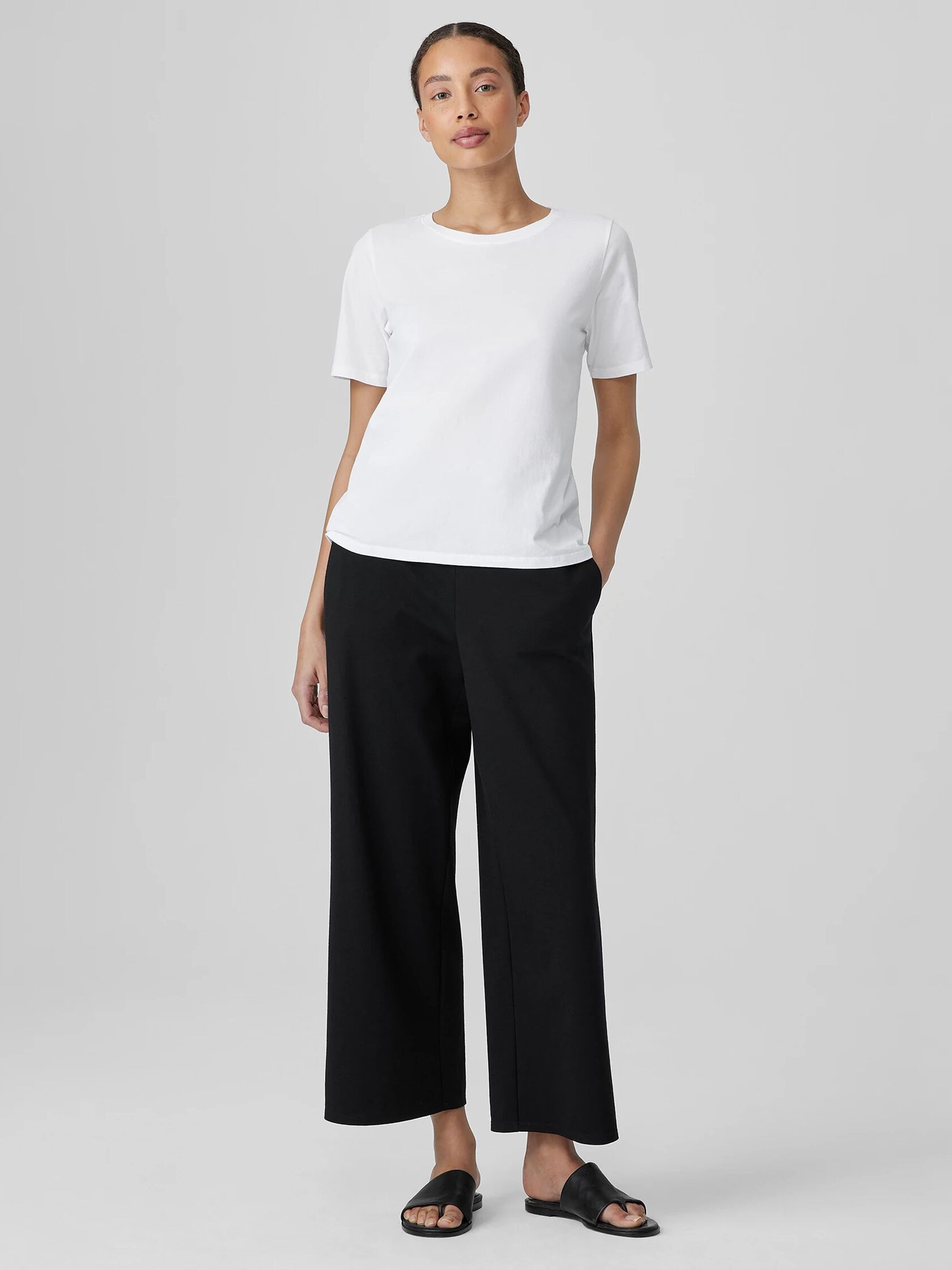 Organic Pima Cotton Jersey Round Neck Tee | Eileen Fisher