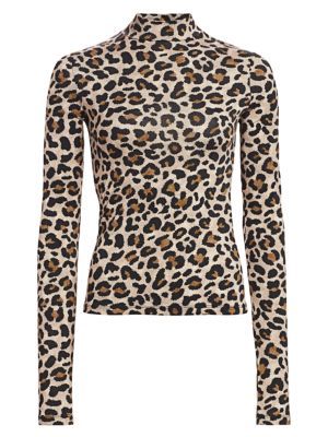 Beth Leopard-Print Turtleneck Top | Saks Fifth Avenue