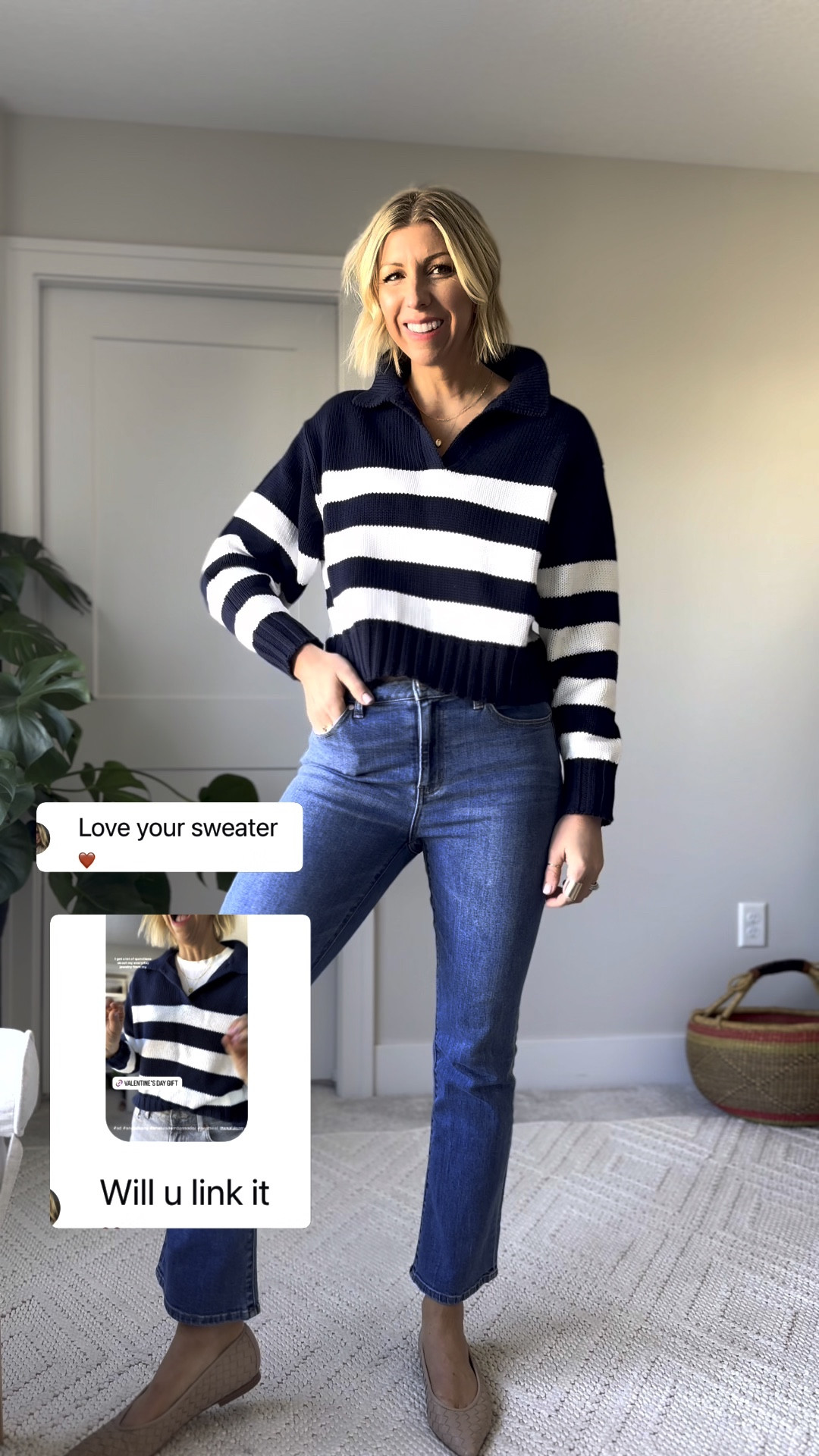 This 100% organic cotton sweater is so gorgeous + breathable! The stripes + collard details are classic + elegant! Wearing a size small 💙

#LTKWatchNow #LTKFindsUnder50 #LTKOver40