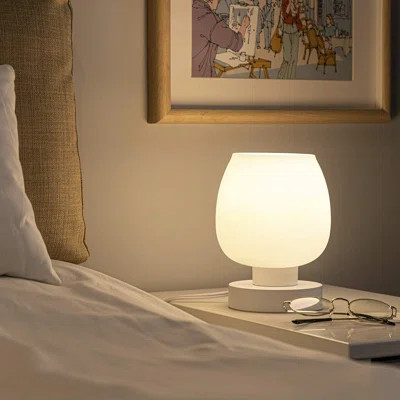 Touch Bedside Table Lamp - Modern Small Lamp For Bedroom Living Room Nightstand, Desk Lamp With White Opal Glass Lamp Shade, Warm LED Bulb, 3 Way Dimm | Wayfair North America