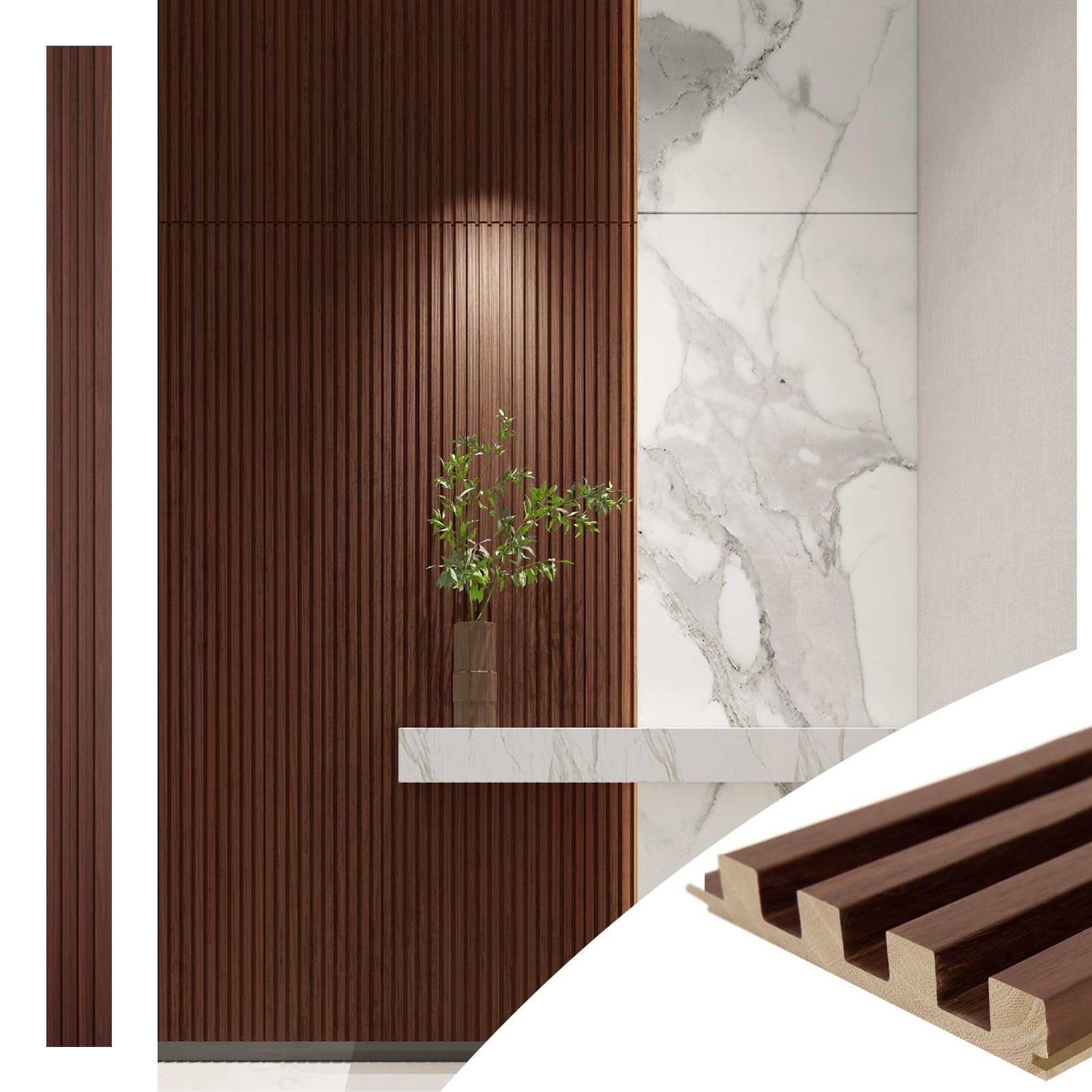 Art3d Slat Wood Wall Paneling for Interior and Ceiling Decoration - Pack of 4pcs + 1pc End-Trim, ... | Amazon (US)