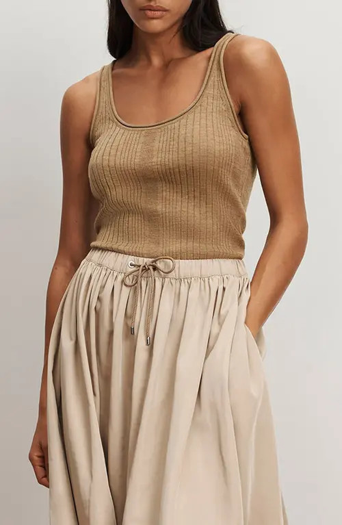 Veronica Beard Burke Merino Wool Rib Sweater Tank in Dark Khaki at Nordstrom, Size Medium | Nordstrom