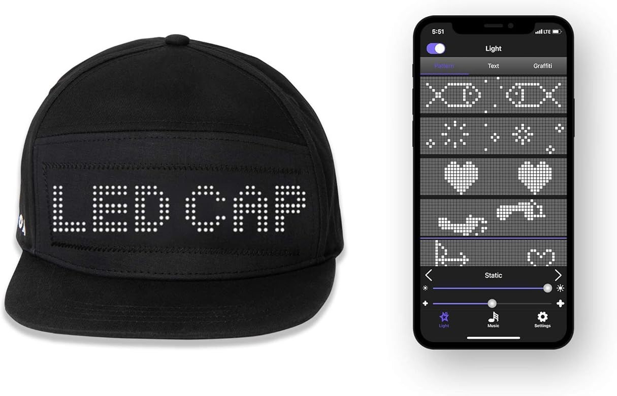 CHEMION Led Hat Black - Led display hat cap, Light up costume, Snapback, Baseball cap for Hallowe... | Amazon (US)