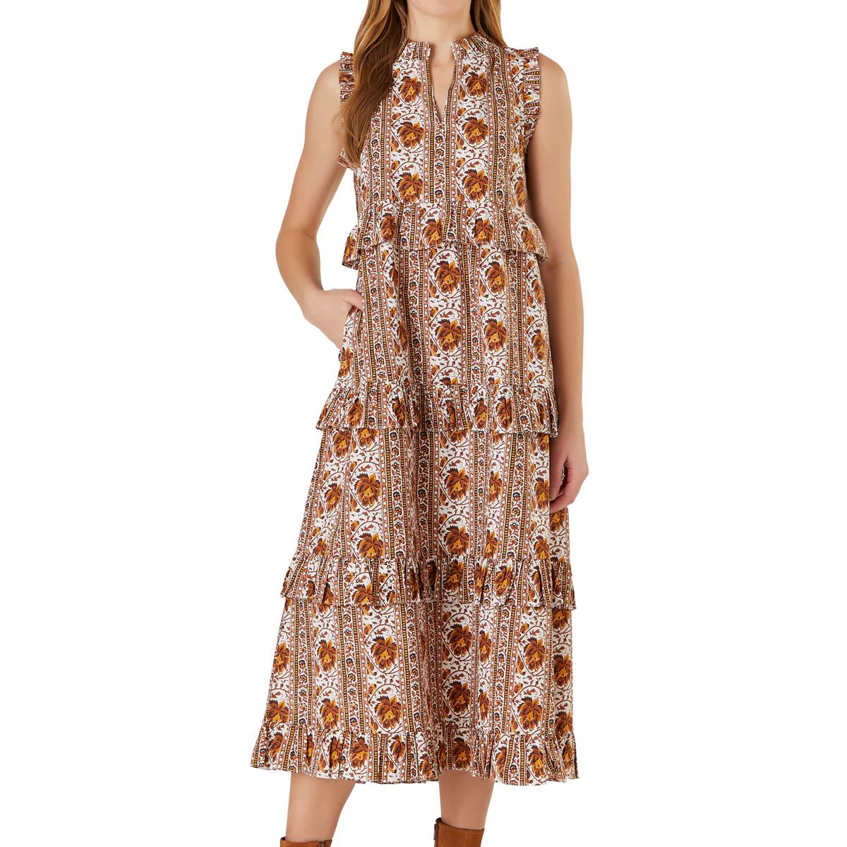 Julia Dress, Mumbai Stripe Brown | Livro