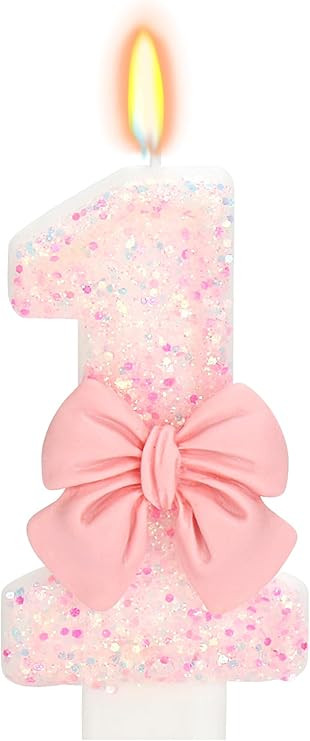 Birthday Candle for Cake, 1 Candle - Pink Glitter with Bowknot, 2.76 inch Happy Birthday Candle, ... | Amazon (US)