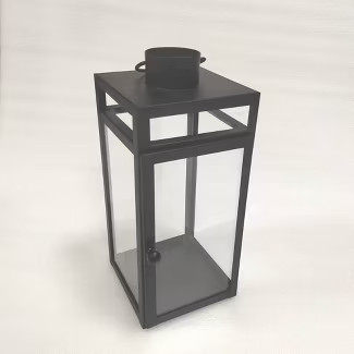 16" x 7" Decorative Metal Lantern Candle Holder Matte Black - Threshold™ | Target