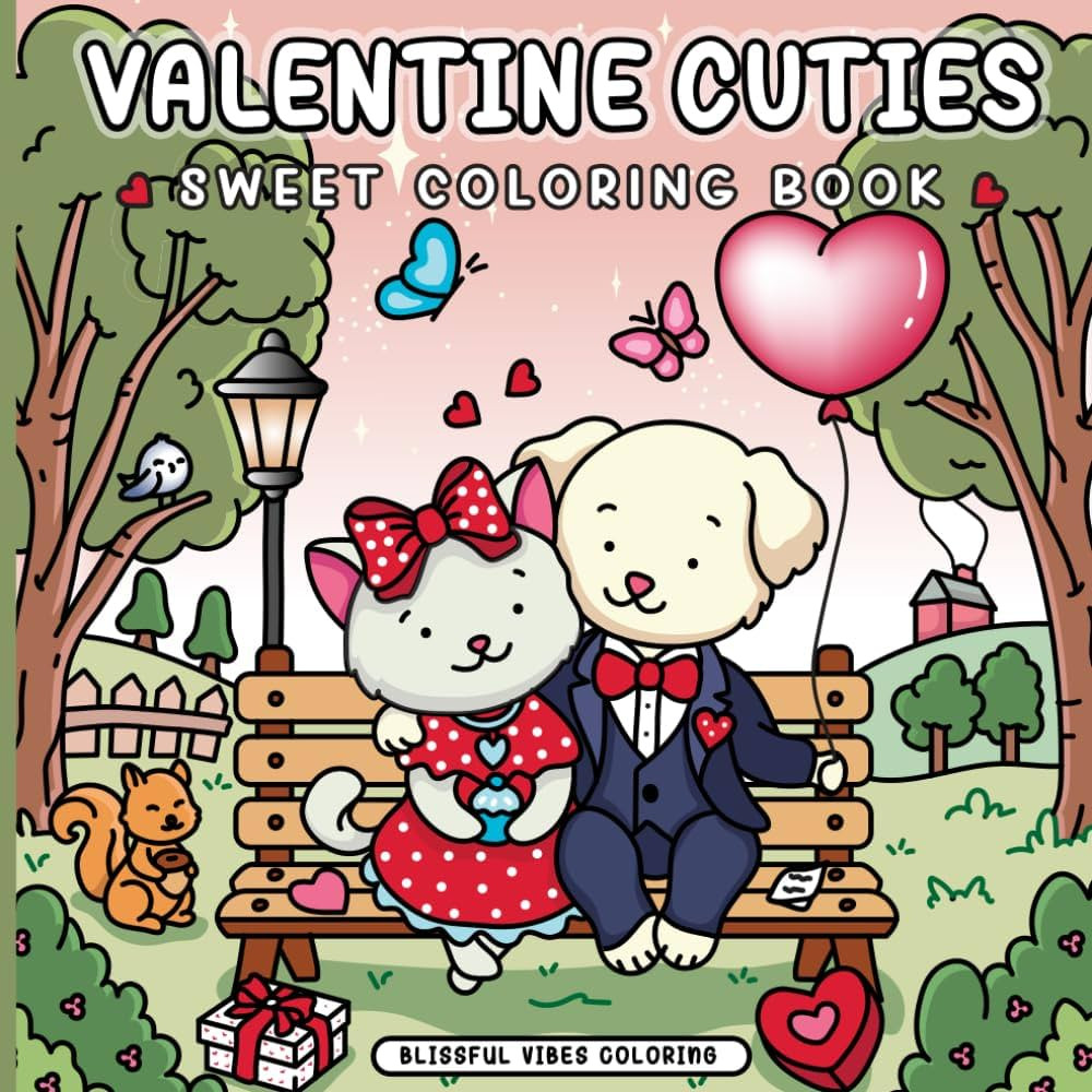 Valentine Cuties: Sweet Coloring Book: Cute and Cozy Valentine's Day Animals Coloring Book For Ad... | Amazon (US)
