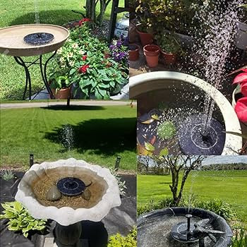 Solar Fountain, Solar Powered Bird Bath Fountain Pump with 4 Nozzles 1.4W Solar Panel Kit Water P... | Amazon (US)