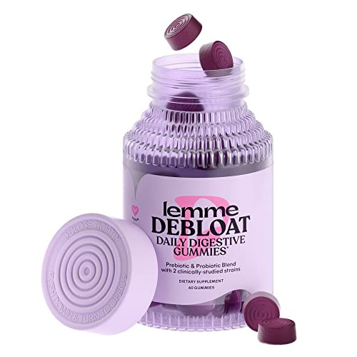 Lemme Debloat - Digestive & Gut Health Gummies with 2 Clinically Studied Probiotics & Prebiotic, 3 Billion CFUs - Vegan, Gluten Free, Non GMO, BlackBerry Flavor (60 Count) | Amazon (US)