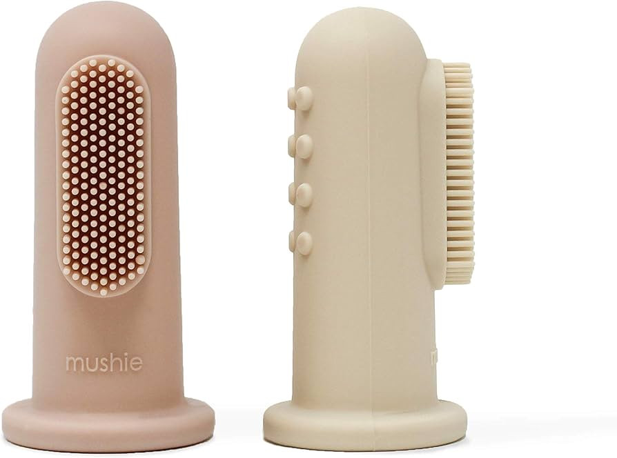 mushie Baby Finger Toothbrush (Blush/Shifting Sand) 2-Pack | Amazon (US)