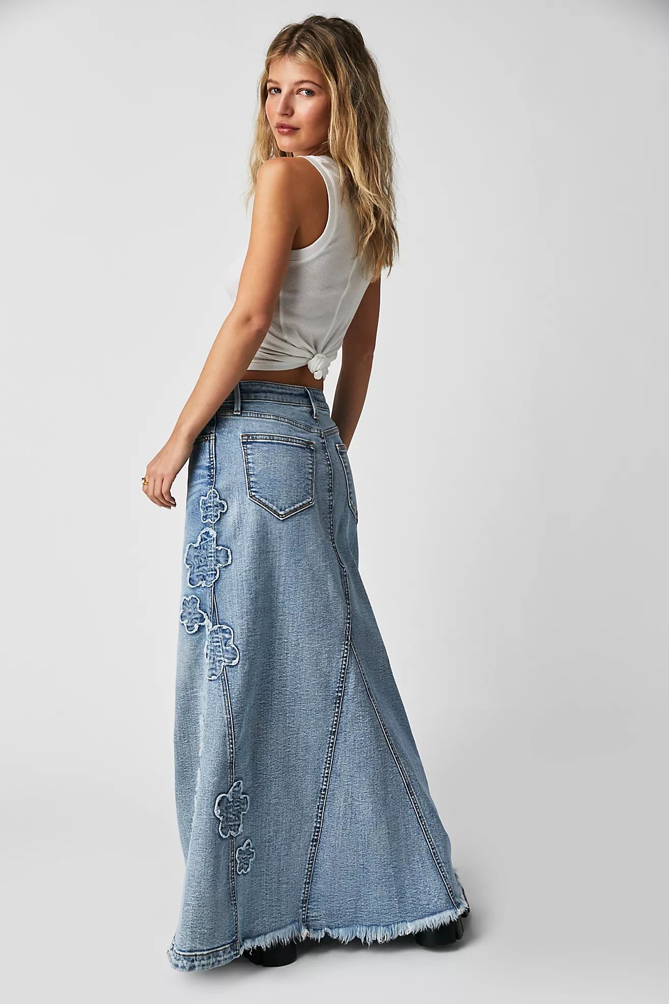 Driftwood Blue Jean Baby Maxi Skirt | Free People (Global - UK&FR Excluded)