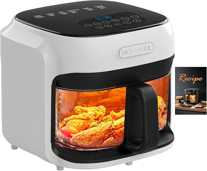 BOSWELL Glass Air Fryer, 7.5QT with Transparent Fry Bowl, Circulating Heating, Temperature Contro... | Amazon (US)