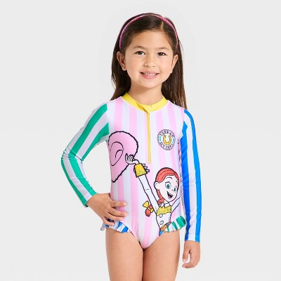 Toddler Girls' Jessie Long Sleeve One Piece Rash Guard Swimsuits - Blue 18M | Target