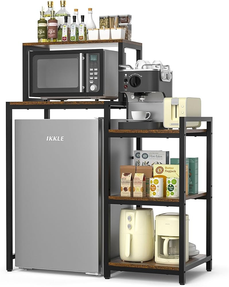 ikkle Mini Fridge Stand with Storage Shelves, 5 Tiers Kitchen Fridge Cabinet Microwave Stand Bake... | Amazon (CA)
