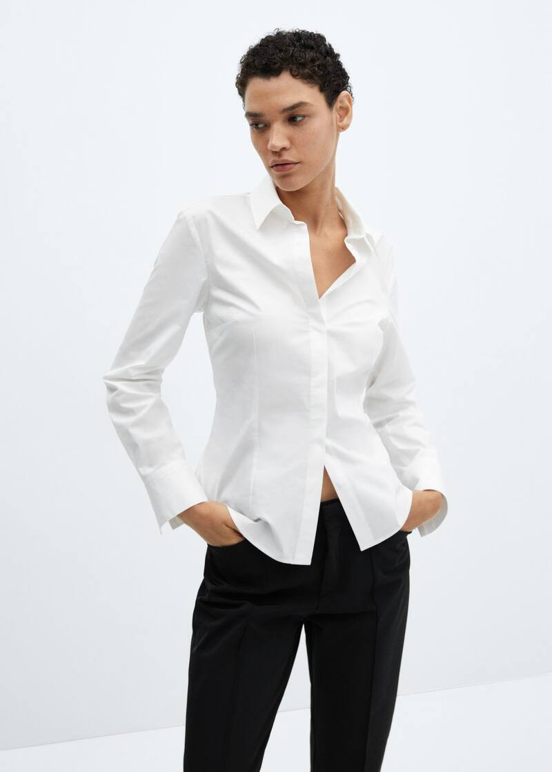 Essential cotton-blend shirt -  Women | Mango USA | MANGO (US)