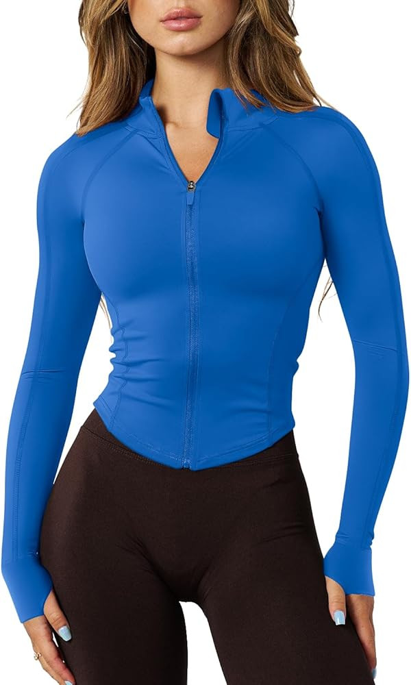 GYM RAINBOW Womens Snatched Workout Jackets Lightweight Zip Up Slim Fit Gym Track Athletic Jacket... | Amazon (US)