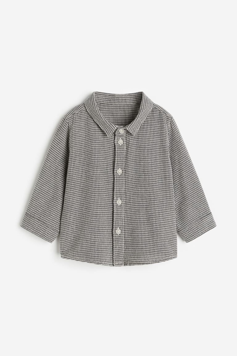 Cotton Shirt - Gray/houndstooth-patterned - Kids | H&M US | H&M (US + CA)