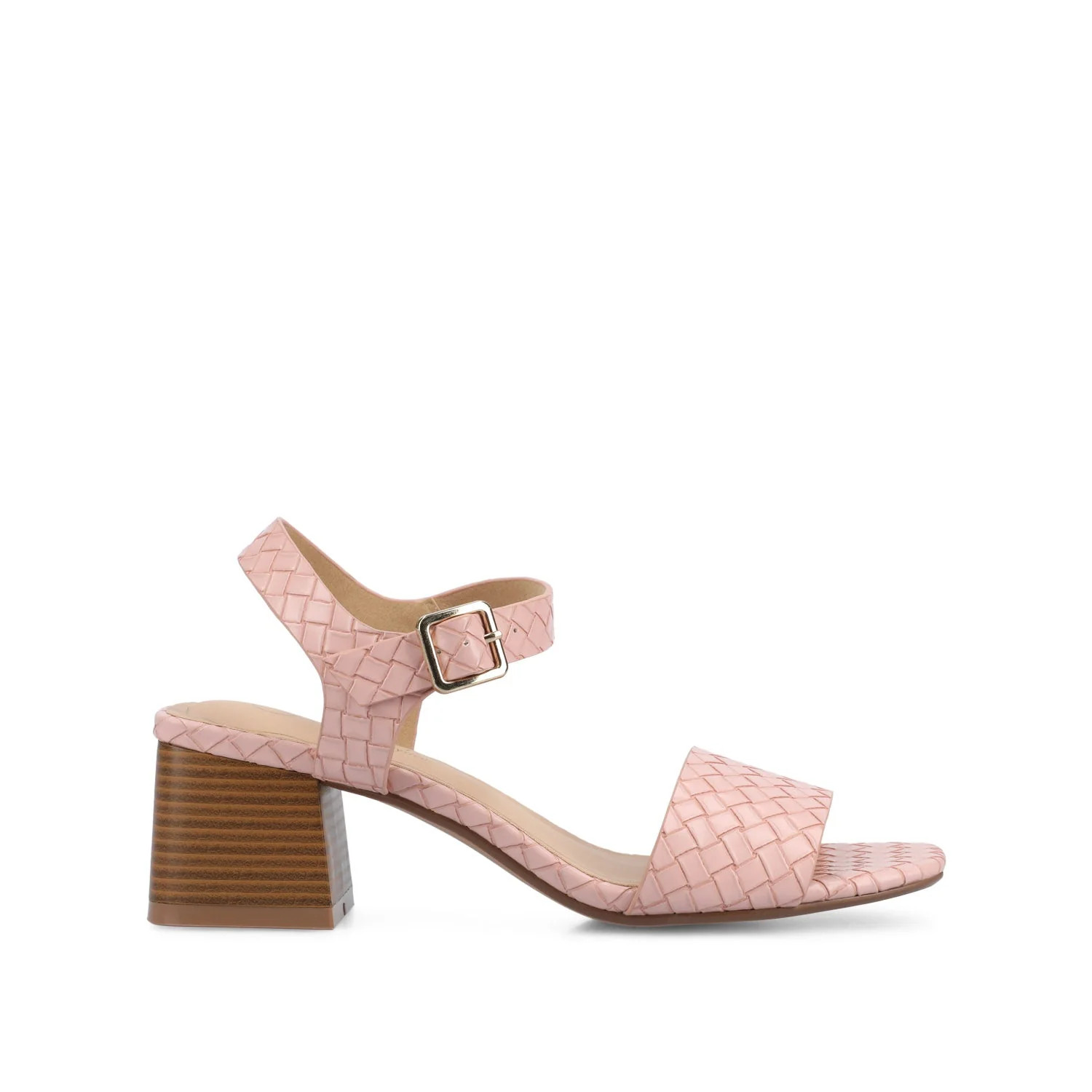 SHAINA OPEN TOE HEELS - Pink Woven | Journee Collection