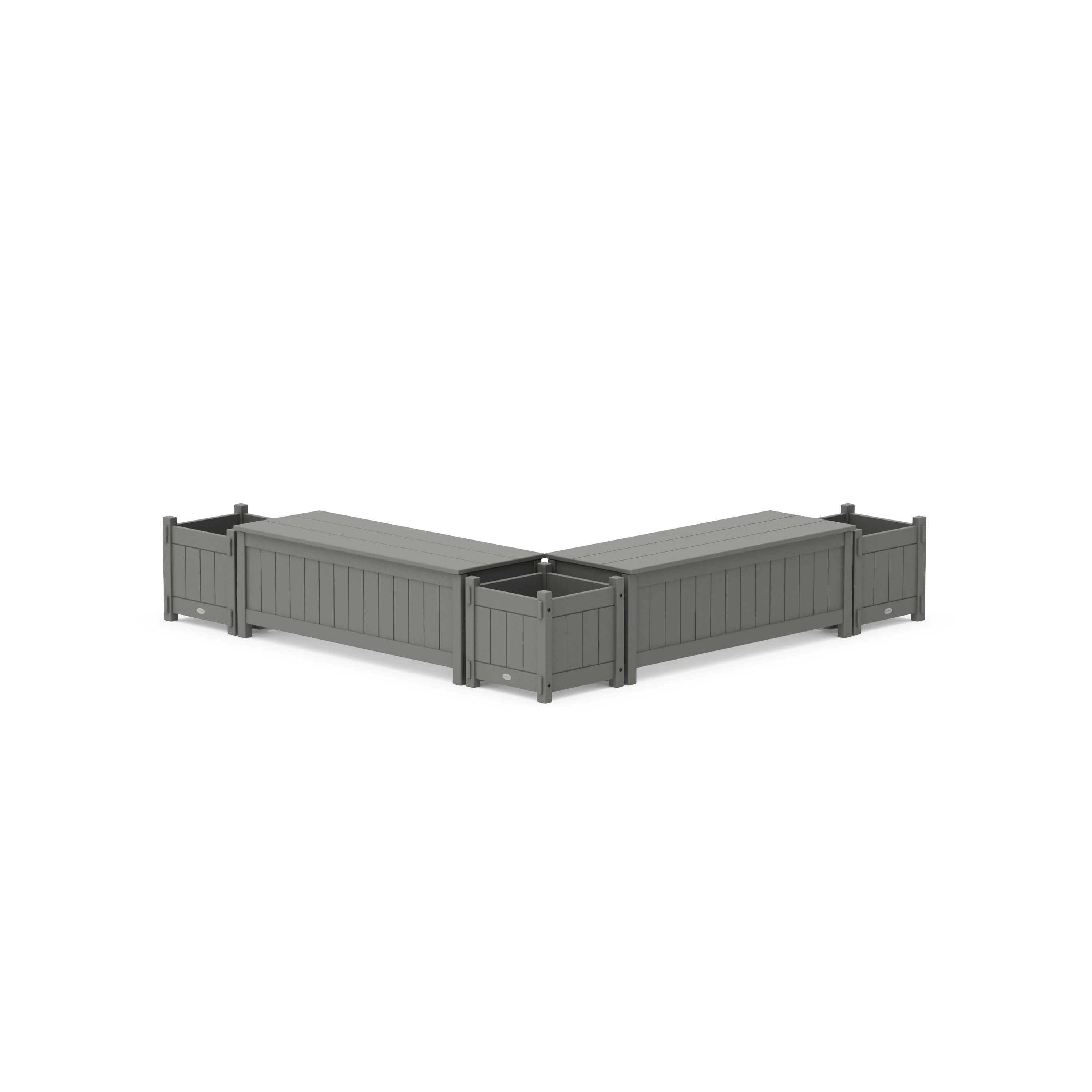 48" Vineyard L- Shaped Planter Storage Bench Corner Set | POLYWOOD