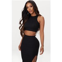 Shape Black Ribbed Sleeveless Crop Top | PrettyLittleThing US