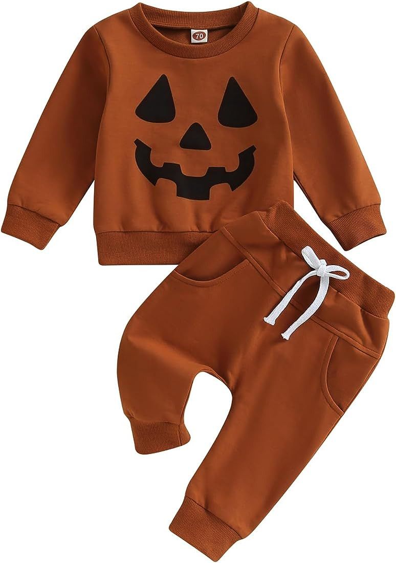 LIOMENGZI Baby Boy Halloween Pants Outfits Long Sleeve Shirts Pumpkin Sweatshirt Pants Infant Boy... | Amazon (US)