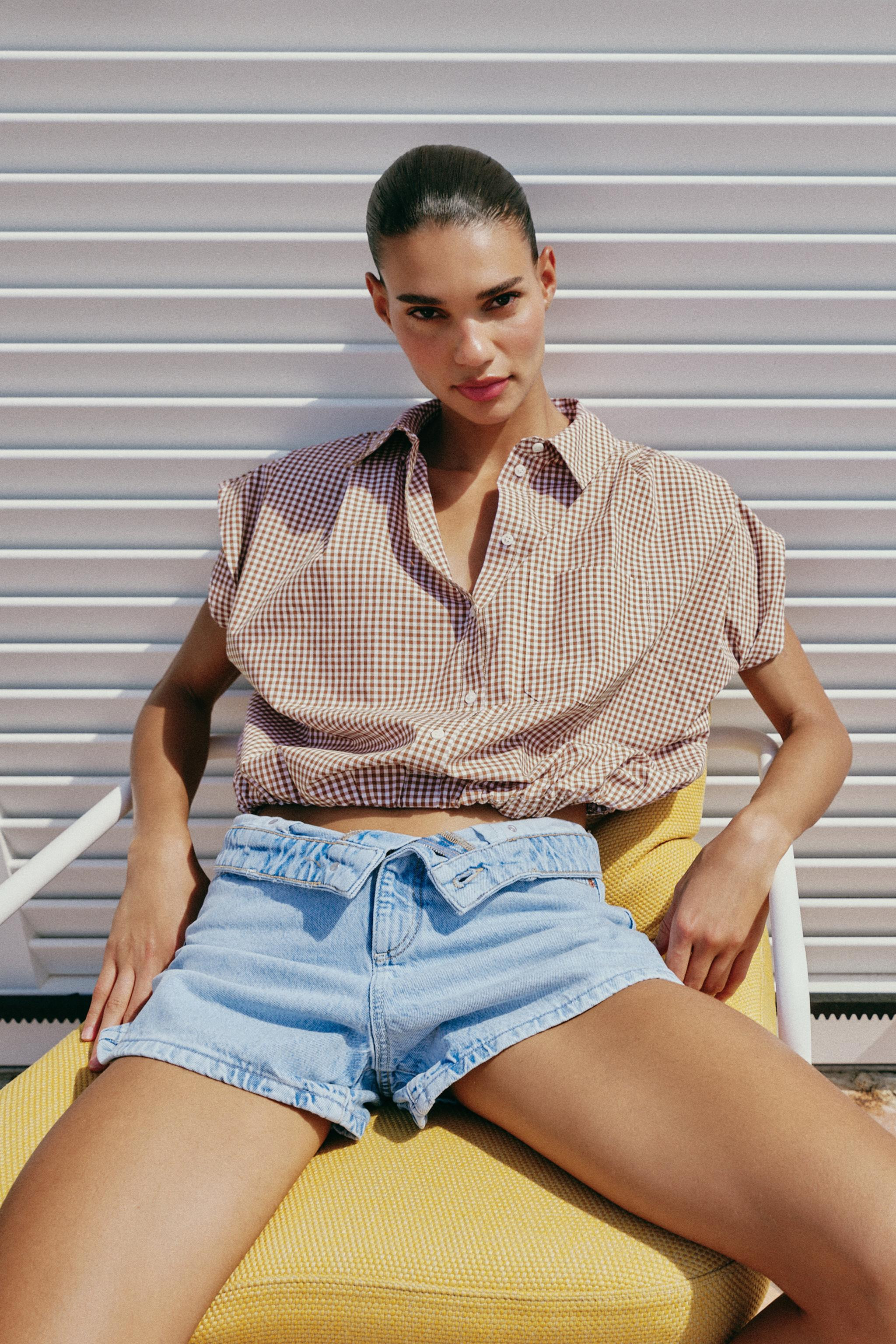CROPPED GINGHAM SHIRT | Zara US