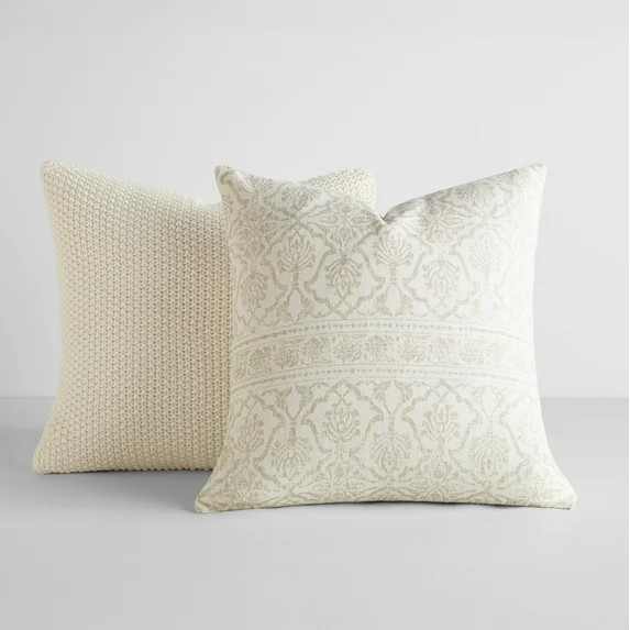 2-Pack Decor Throw Pillows in Cotton Slub Antique Floral and Acrylic Knit by Comfort Canopy | Walmart (US)