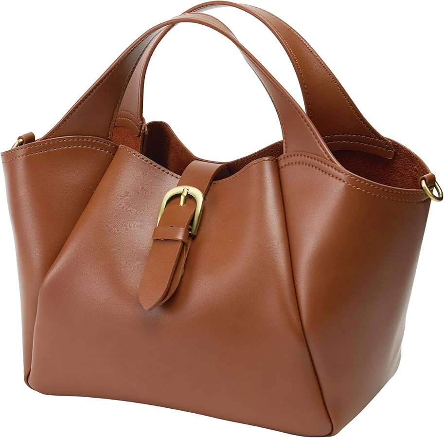 Elegant Vegan Leather Tote Bag for Women Vintage Handle Handbag | Amazon (US)