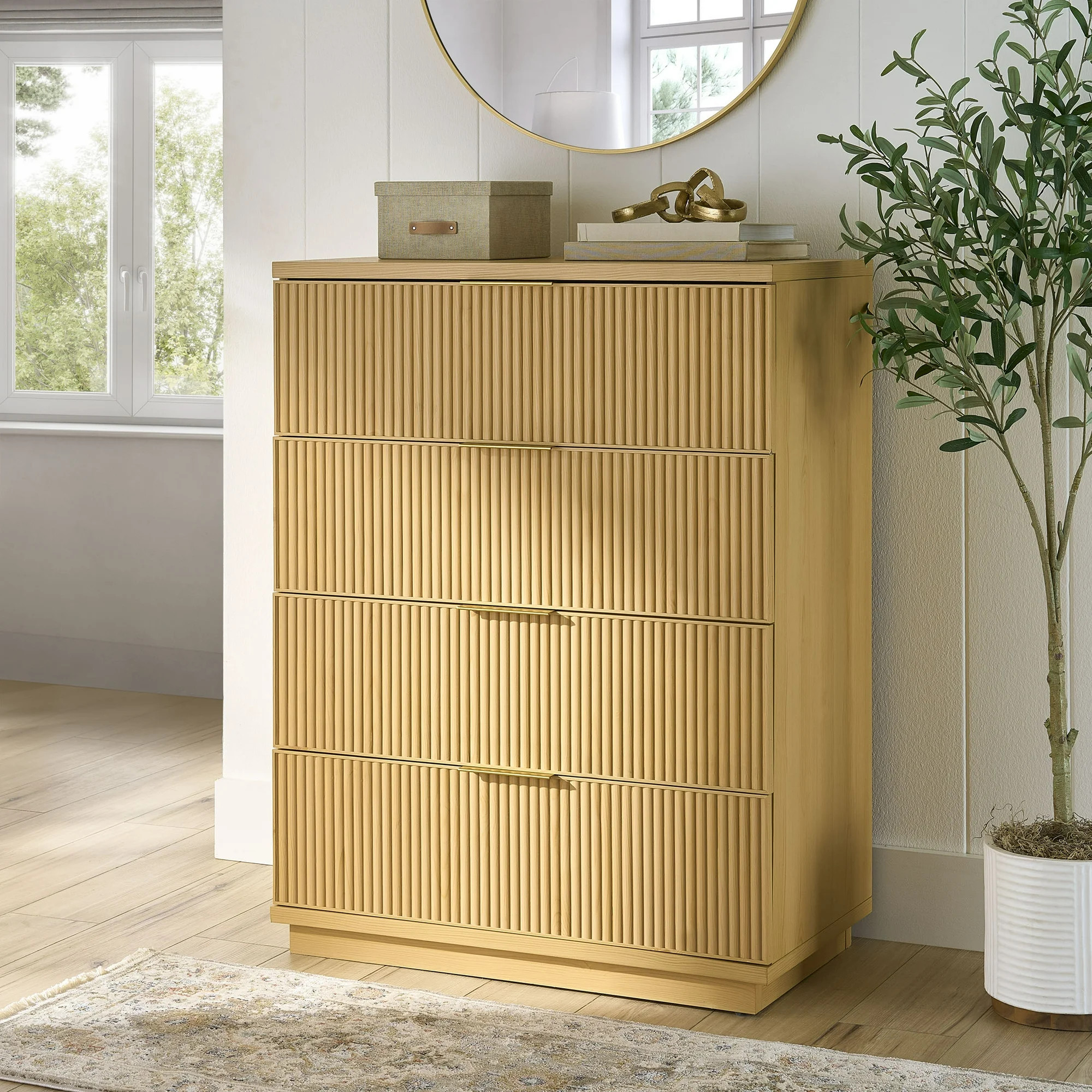 Better Homes & Gardens Lillian Fluted 4 Drawer Dresser, Natural Pine | Walmart (US)