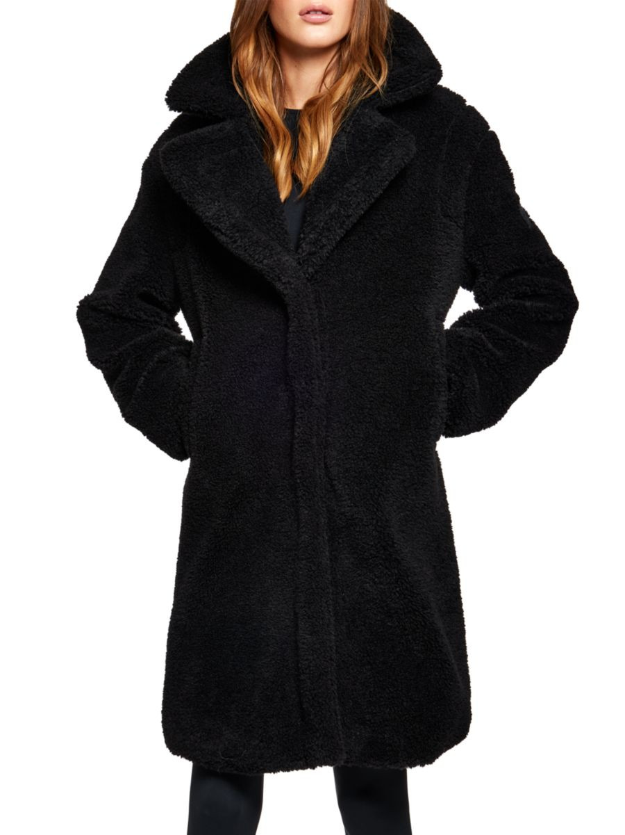 Sherpa Leather-Trimmed Coat | Saks Fifth Avenue