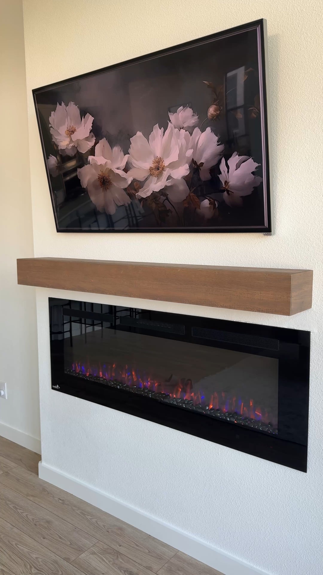 Electric fireplace upgrade, fire rock, fire glass, fire balls, mantle, faux mantle, diy home

#LTKHome #LTKFindsUnder50
