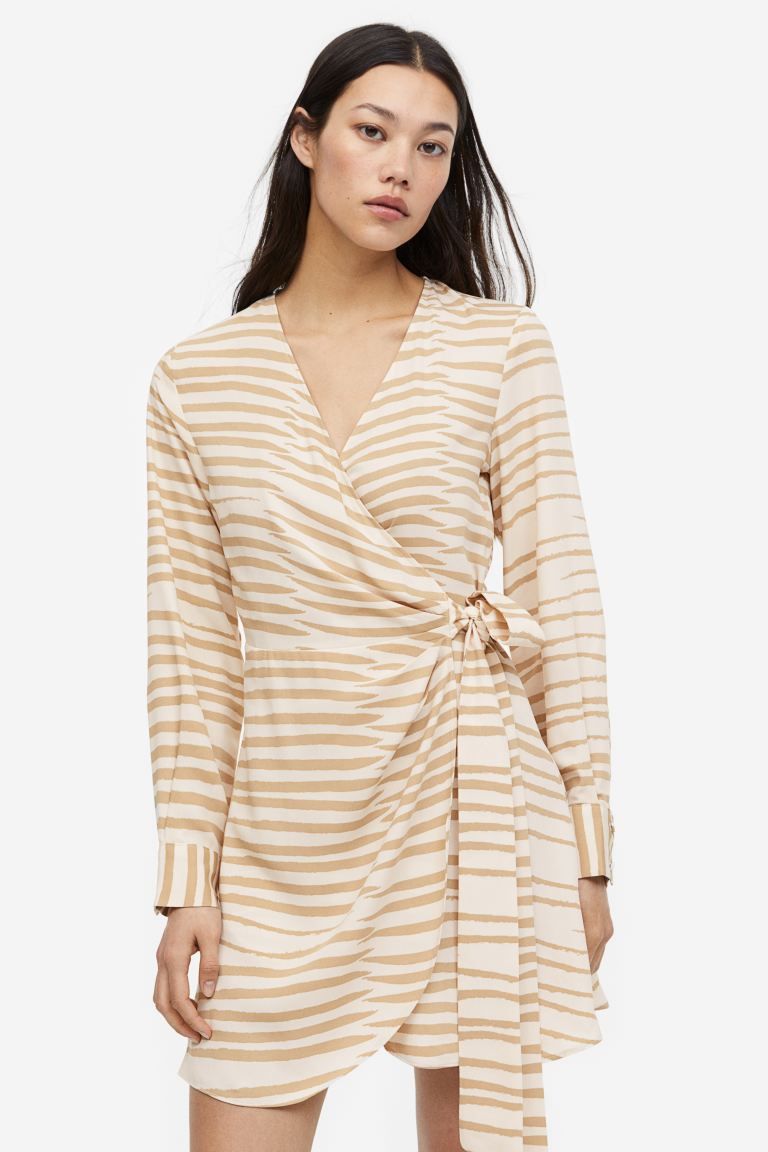 Wrap Dress - Light beige/zebra print - Ladies | H&M US | H&M (US + CA)