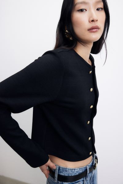 Jersey cardigan - Black - Ladies | H&M GB | H&M (UK, MY, IN, SG, PH, TW, HK)