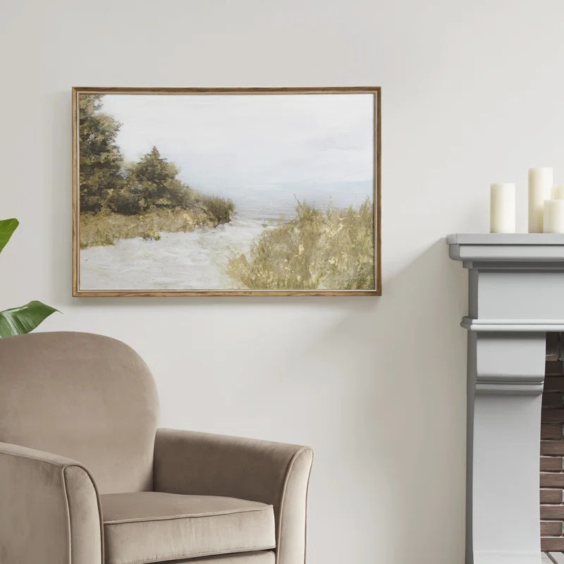 Martha Stewart Lake Walk Abstract Landscape Framed Canvas Wall Art | Wayfair North America