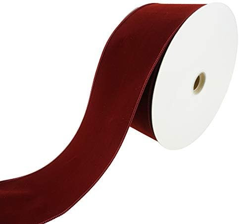 Homeford Christmas Velvet Wired Edge Ribbon, Burgundy, 4-Inch, 50-Yard | Amazon (US)