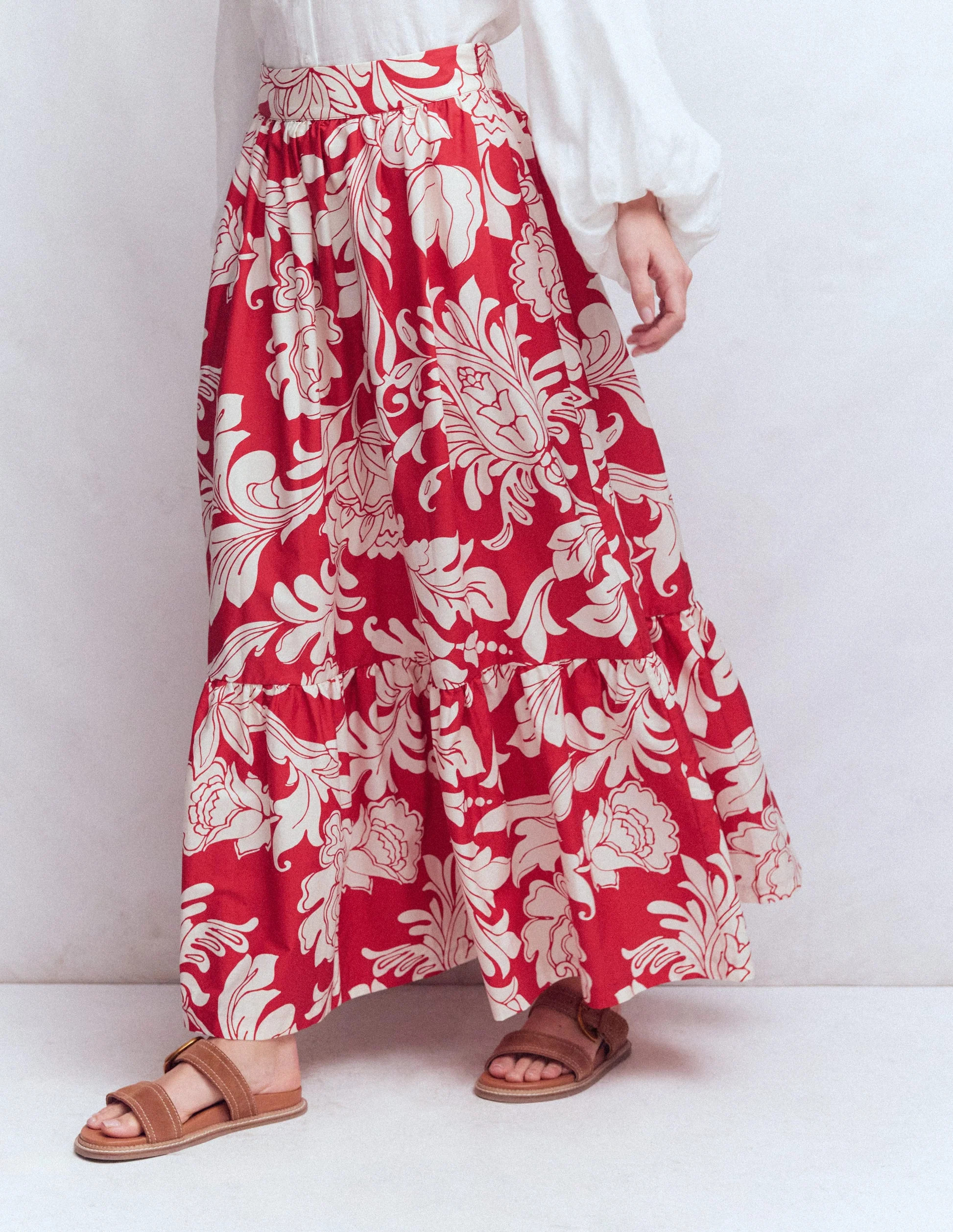 Abigail Poplin Maxi Skirt-Botanical Flourish | Boden (US)