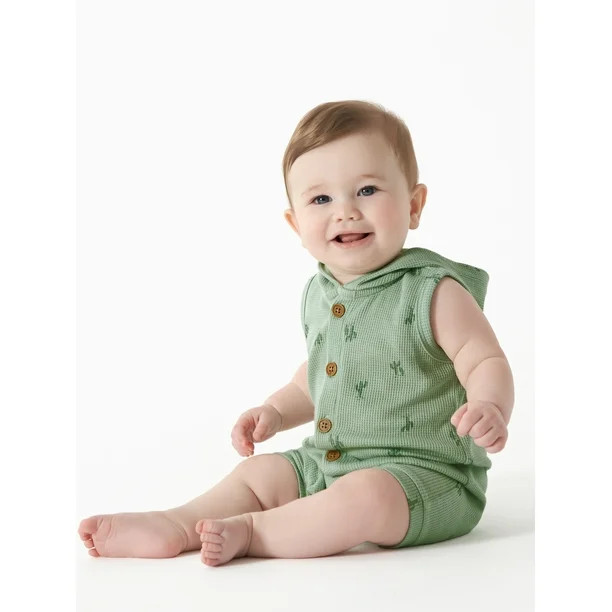 Modern Moments by Gerber Baby Boy Hooded Sleeveless Romper, Sizes 0/3M-24M | Walmart (US)