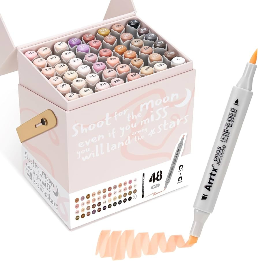 Arrtx Skin Tone Alcohol Markers Oros 48 Colors,Brush & Chisel Tip Art Markers for Adult Artists D... | Amazon (US)