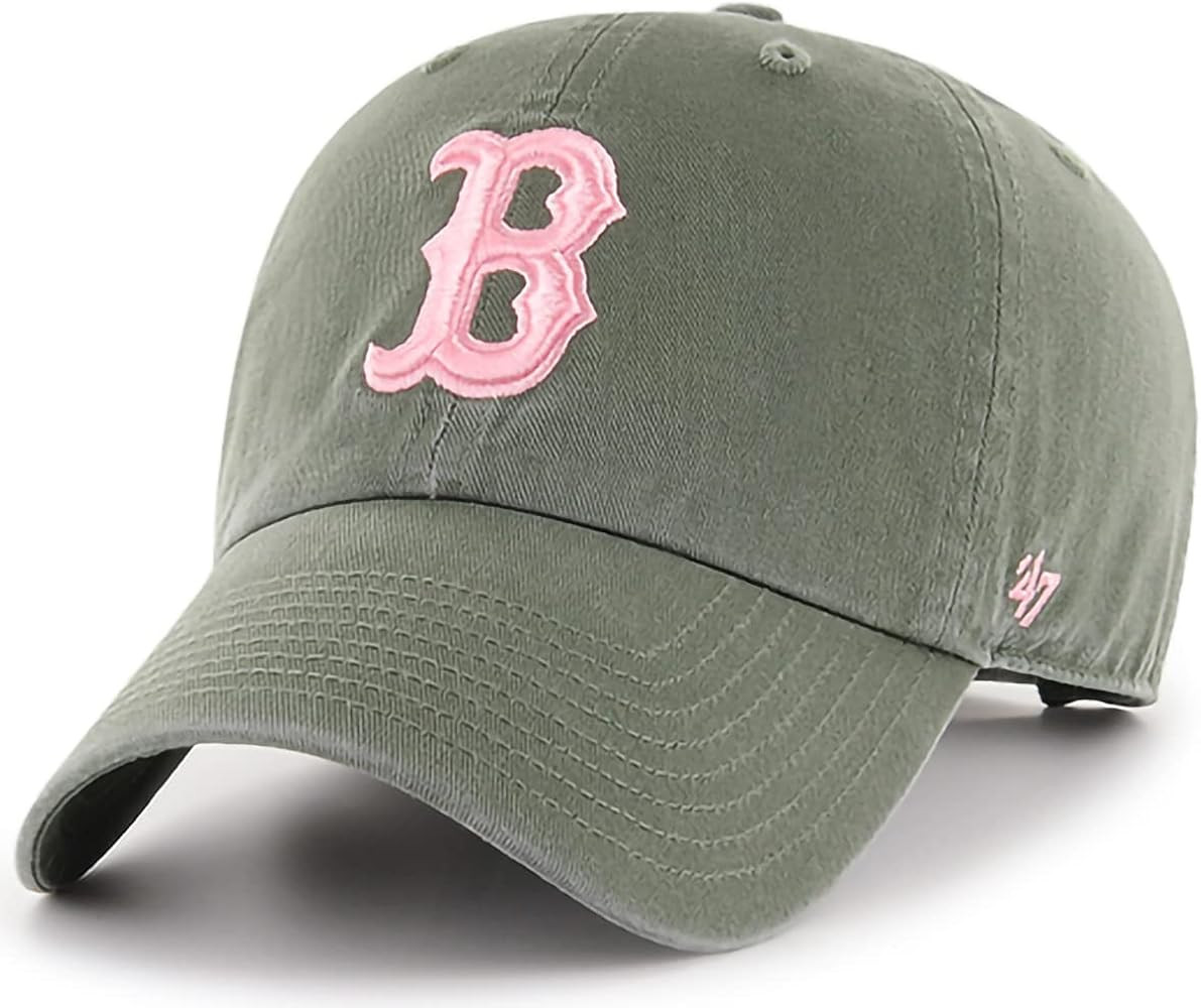 '47 MLB Moss Pink Clean Up Adjustable Hat Cap, Adult One Size (Boston Red Sox Moss Pink) | Amazon (US)