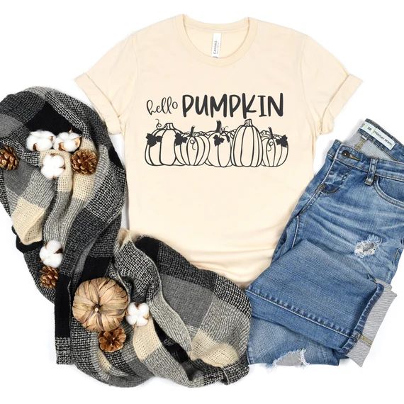 Hello pumpkin tshirt autumn tshirt fall clothing gift for | Etsy | Etsy (UK)
