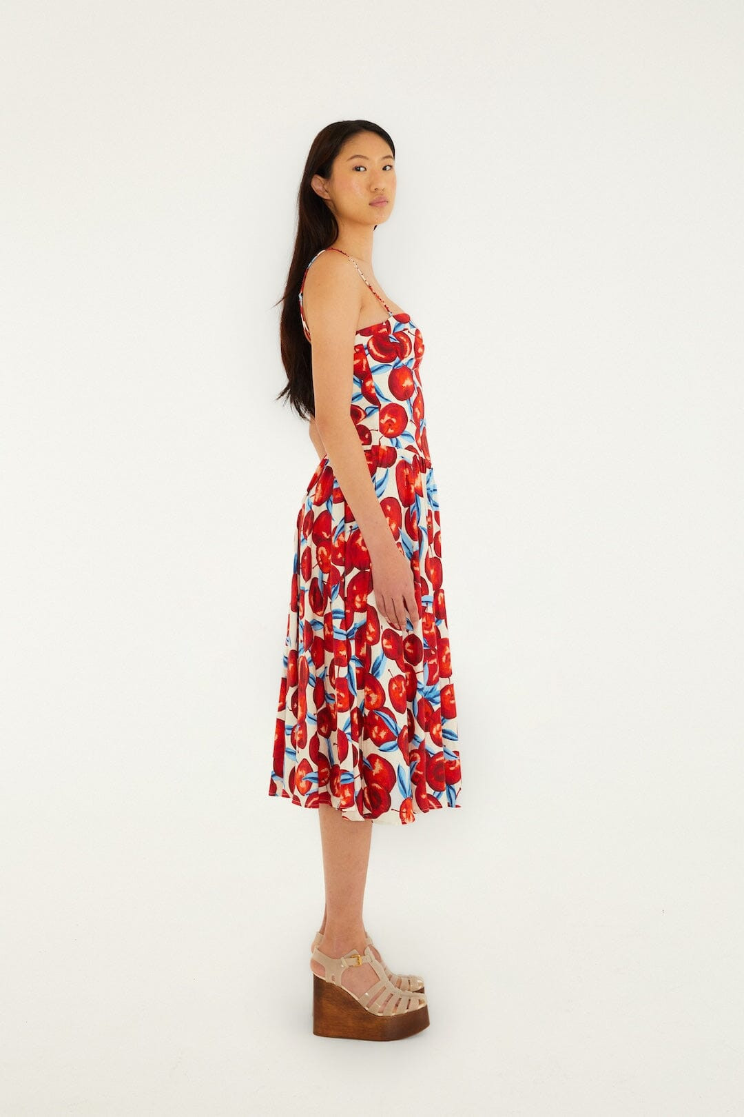 Cherry Blossom Sleeveless Lenzing\u0099 Ecovero\u0099 Euroflax\u0099 Midi Dress | FARM Rio | FarmRio (US)