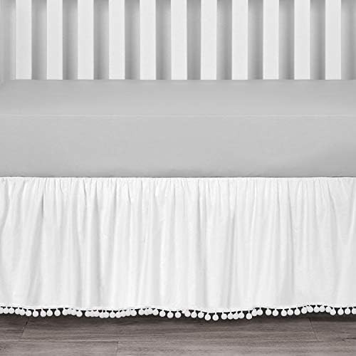 TILLYOU Ruffled Crib Skirt with Pompoms, Microfiber Nursery Crib Toddler Bedding Skirts for Baby ... | Amazon (US)